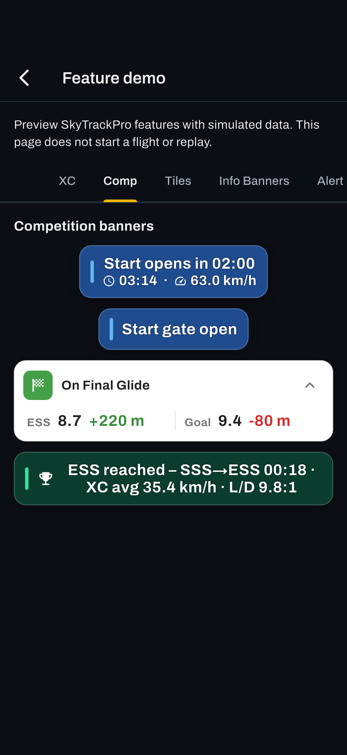 The final glide banner. The color is the answer, the numbers are the detail.