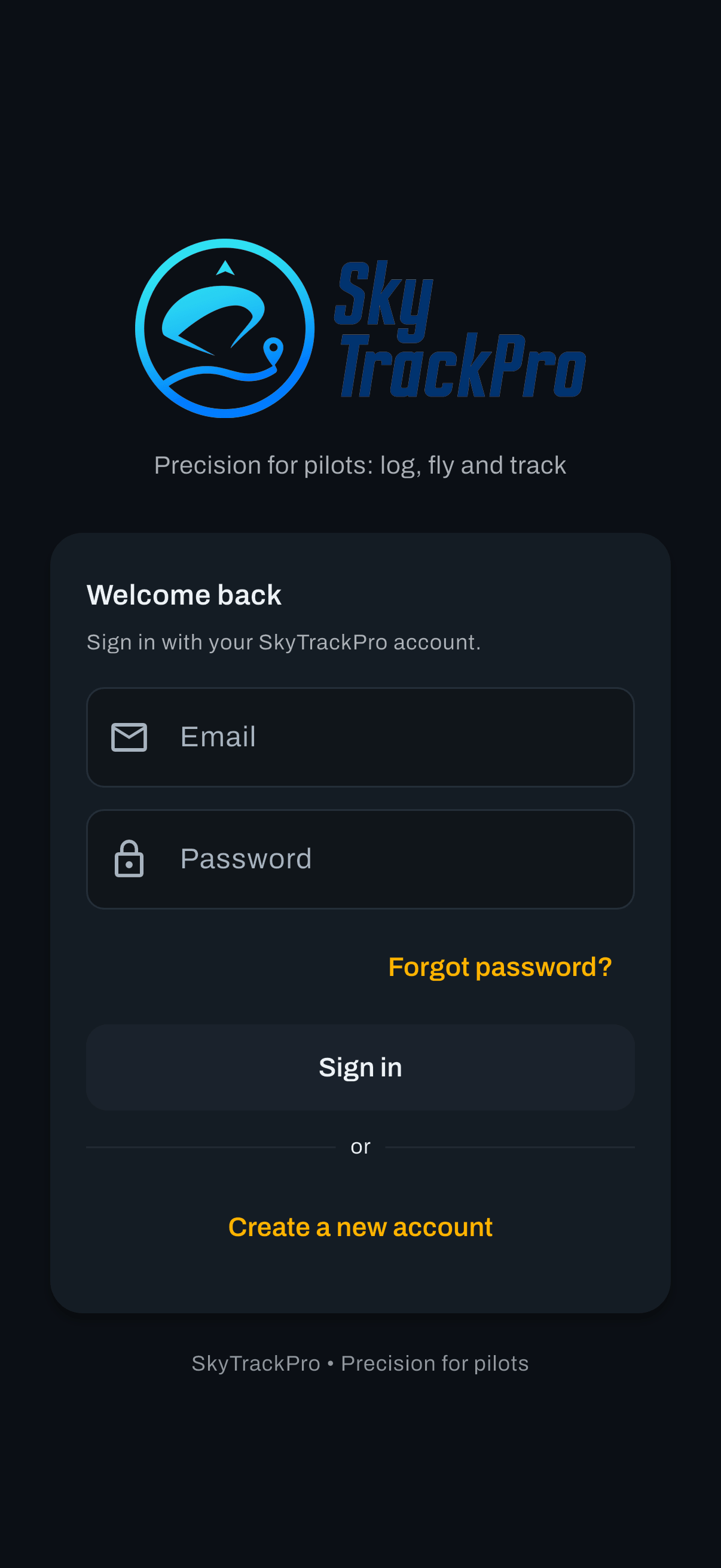 The sign in screen. The session is kept, so this is usually a one time step.
