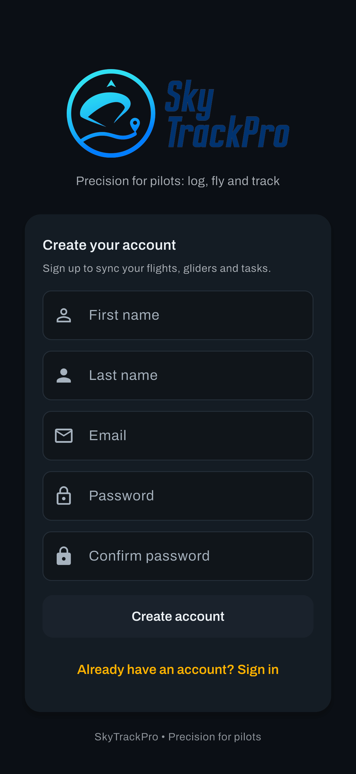 Creating an account. Registration and sign in both need a connection.